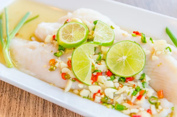 Steamed basa fish — Stock Photo, Image