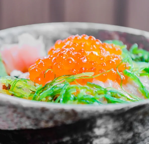Salmon salad japanese food — Stock Photo, Image