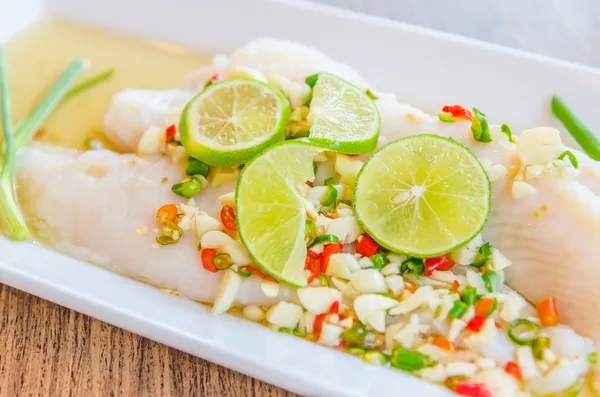 Steamed basa fish — Stock Photo, Image