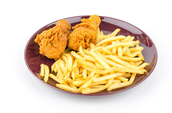 French fries and fried chicken