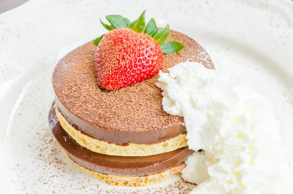 Chocolate pudding pancake — Stock Photo, Image