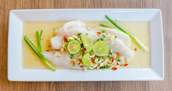 Steamed basa fish — Stock Photo, Image