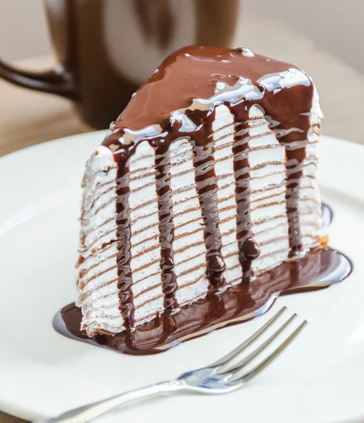 Chocolate crepe cake — Stock Photo, Image