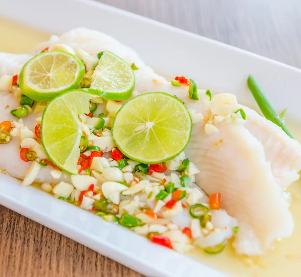 Steamed basa fish — Stock Photo, Image