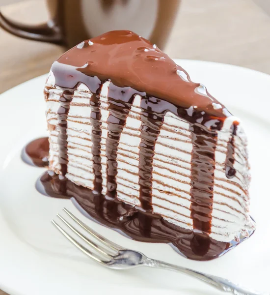 Chocolate crepe cake — Stock Photo, Image