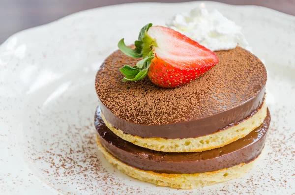 Chocolate pudding pancake — Stock Photo, Image