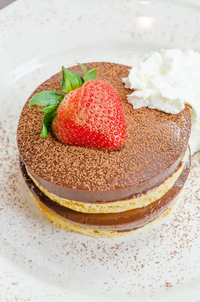 Chocolate pudding pancake — Stock Photo, Image