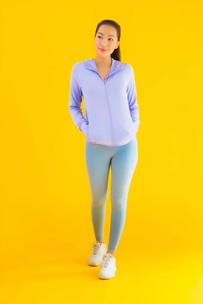 Retrato Hermosa Joven Asiática Deporte Mujer Con Ropa Deportiva Listo —  Fotos de Stock