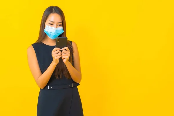 Retrato Hermosa Joven Asiático Mujer Negocios Usar Máscara Para Proteger — Foto de Stock