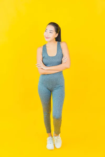 Retrato Hermosa Joven Asiática Mujer Con Ropa Deportiva Listo Para — Foto de Stock