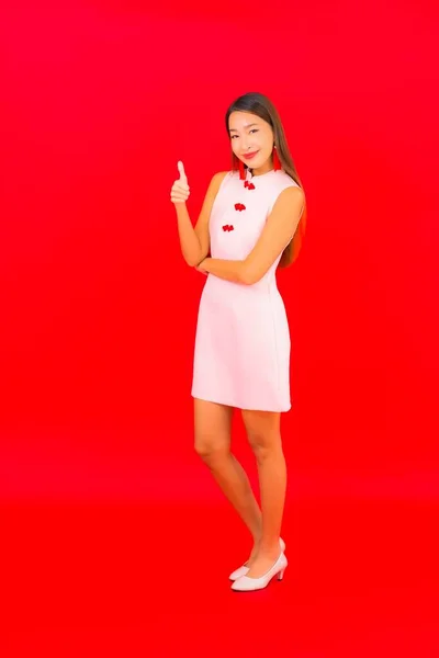 Retrato Bonito Jovem Asiático Mulher Desgaste Chinês Novo Ano Roupas — Fotografia de Stock
