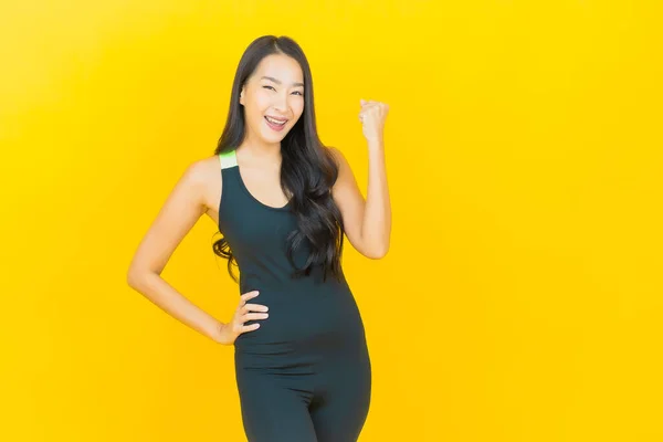 Retrato Hermosa Joven Asiático Mujer Desgaste Gimnasio Traje Listo Para —  Fotos de Stock