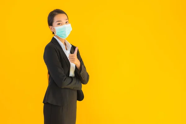 Retrato Hermosa Joven Negocio Asiático Mujer Usar Máscara Para Proteger — Foto de Stock