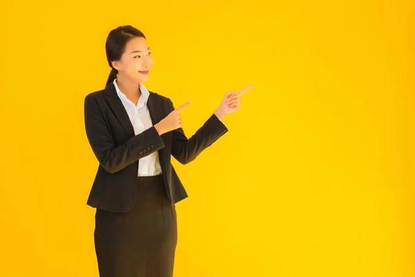 Mooi Portret Jong Bedrijf Aziatische Vrouw Gelukkig Glimlach Veel Actie — Stockfoto