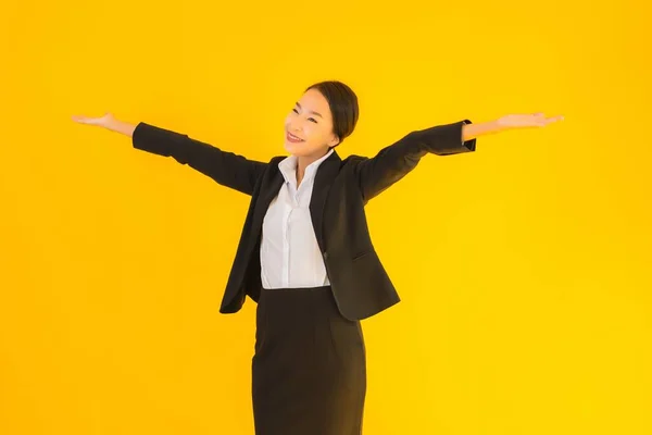 Schöne Porträt Junge Geschäft Asiatische Frau Glücklich Lächeln Vielen Aktionen — Stockfoto