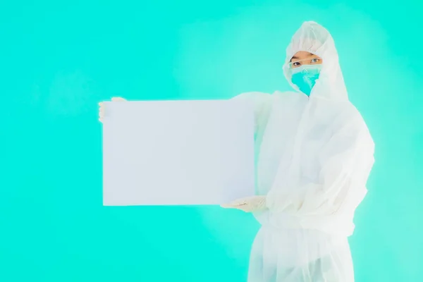 Πορτρέτο Όμορφη Νεαρή Ασιάτισσα Γιατρός Γυναίκα Φορούν Ppe Προσωπικό Προστατευτικό — Φωτογραφία Αρχείου