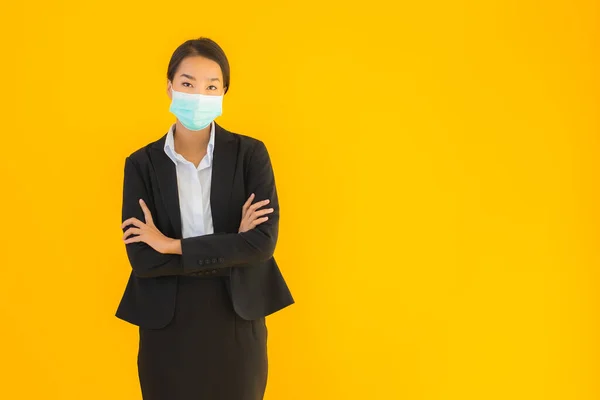 Retrato Hermosa Joven Negocio Asiático Mujer Usar Máscara Para Proteger — Foto de Stock