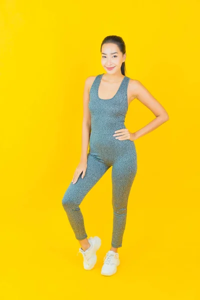 Retrato Hermosa Joven Asiática Mujer Con Ropa Deportiva Listo Para — Foto de Stock