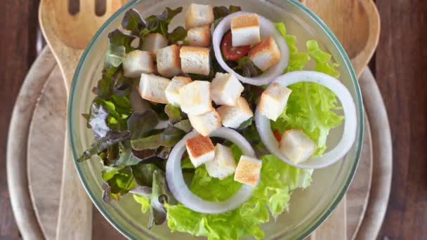 Gegrillter Hühnchensalat Gesunde Ernährung — Stockvideo