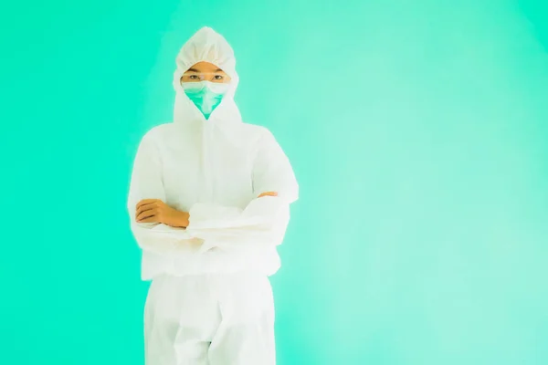 Porträtt Vackra Unga Asiatiska Läkare Kvinna Bära Ppe Eller Personlig — Stockfoto