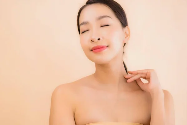 Portrait beautiful young asian face woman with beauty spa wellness and cosmetic makeup concept