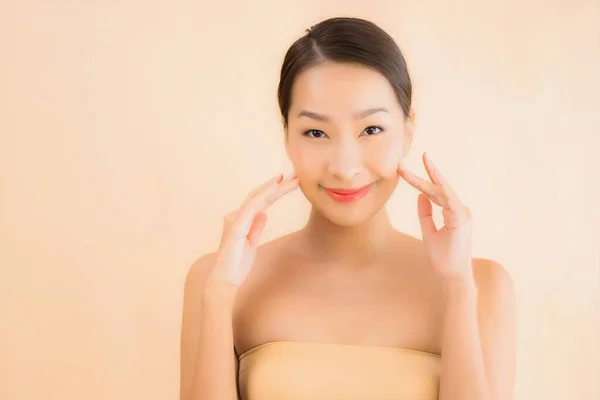 Retrato Hermosa Joven Asiático Cara Mujer Con Belleza Spa Bienestar — Foto de Stock