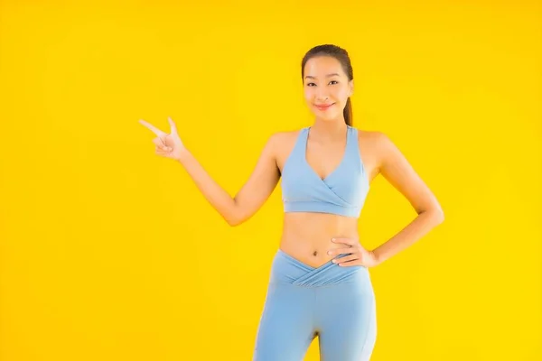 Porträtt Vacker Ung Asiatisk Sport Kvinna Med Sportkläder Redo För — Stockfoto