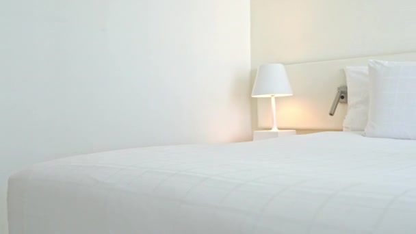 Imágenes Del Dormitorio Amueblado Lujo Hotel — Vídeos de Stock