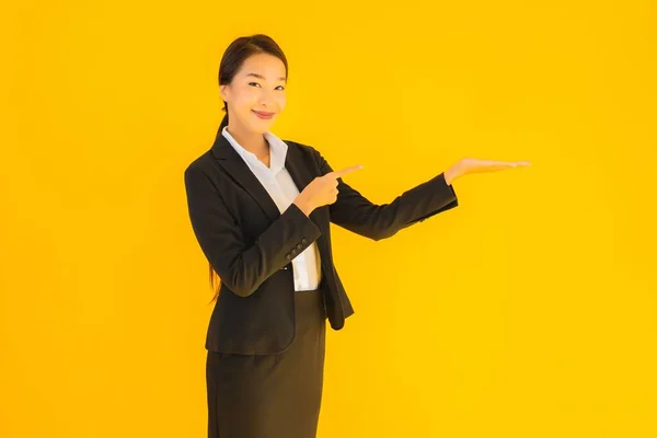 Mooi Portret Jong Bedrijf Aziatische Vrouw Gelukkig Glimlach Veel Actie — Stockfoto