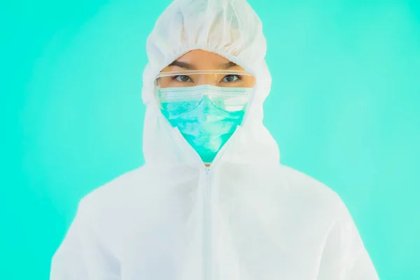 Portrait Schöne Junge Asiatische Ärztin Tragen Ppe Oder Persönliche Schutzausrüstung — Stockfoto