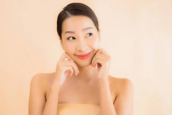 Portrait beautiful young asian face woman with beauty spa wellness and cosmetic makeup concept