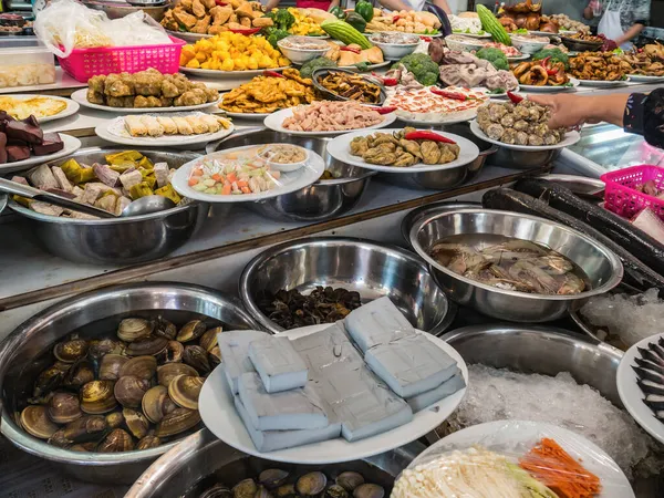 Bahan Makanan Dan Daging Restoran Cina Lufeng Kota Guangdong Provinsi — Stok Foto