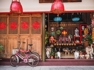 Chaozhou/China-02 April 2018:Chinese traditional Shop on Paifeng street old town in Chaozhou city China.Ancient City of Old town in Chaozhou city guangdong province China