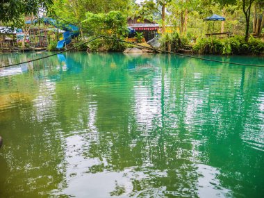 Vangvieng/lao-10 Dec 2017:Beautiful nature and clear water of Blue lagoon at pukham cave vangvieng city Lao.Vangvieng City The famous holiday destination town in Lao.