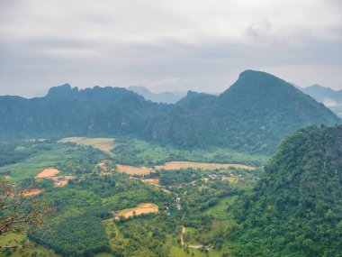 Scenery landscape view from Pha Ngeun in vangvieng City Laos.Vangvieng City The famous holiday destination town in Lao.