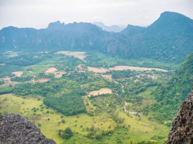 Scenery landscape view from Pha Ngeun in vangvieng City Laos.Vangvieng City The famous holiday destination town in Lao.