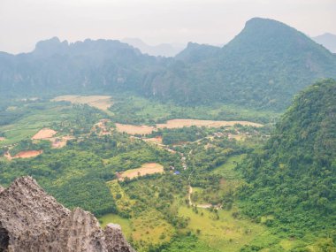 Scenery landscape view from Pha Ngeun in vangvieng City Laos.Vangvieng City The famous holiday destination town in Lao.