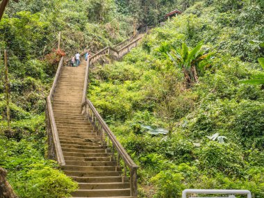 Vangvieng/lao-10 Dec 2017:Stairways to Tham Chang cave Vangvieng City Laos.Vangvieng City The famous holiday destination town in Lao.