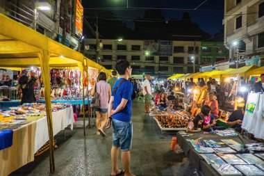 Krabi/Thailand-22 July 2017:Unacquainted Tourist in Krabi city walking street.Krabi - in southern Thailand is one of the most relaxing places on the planet.