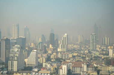 Bangkok / Tayland-10 Ocak 2020: Tayland 'ın başkenti Bangkok Şehri' nin 2.5. Hava kirliliği.
