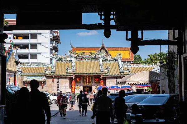 Bangkok Tailândia Dez 2019 Pessoas Tailandesas Desconhecidas Vêm Wat Mangkon — Fotografia de Stock