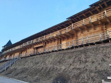 CIRCA FEBRUARY 2021 - 'Antik Kyiv' Parkı V-XIII yüzyıllarına ait ahşap kalenin tam ölçekli bir ortaçağ kentidir..