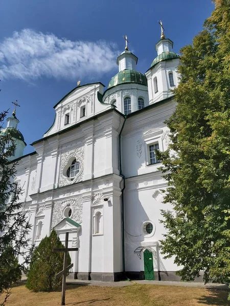 External Facade Cathedral Style Ukrainian Baroque Monastery Mhar Rich Stucco — Stock Photo, Image