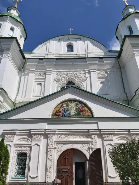 External Facade Cathedral Style Ukrainian Baroque Monastery Mhar Rich Stucco — Stock Photo, Image