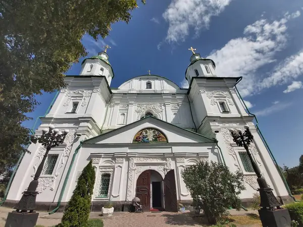 Vnější Fasáda Katedrály Stylu Ukrajinského Barokního Kláštera Mhar Bohatým Štukem — Stock fotografie