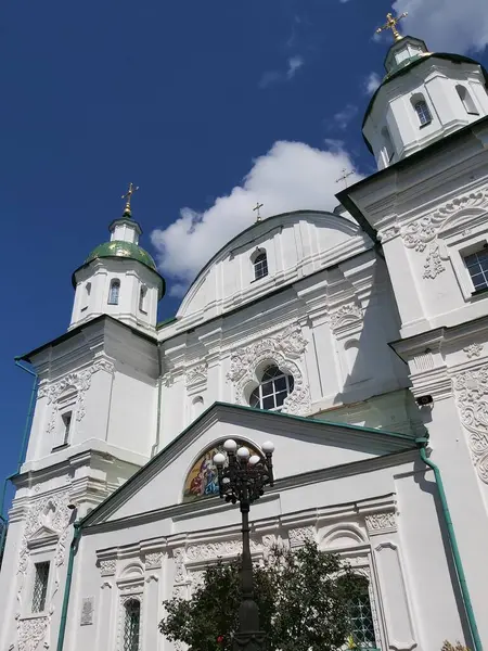 Зовнішній Фасад Собору Стилі Українського Бароко Монастиря Мхар Багатим Стукко — стокове фото