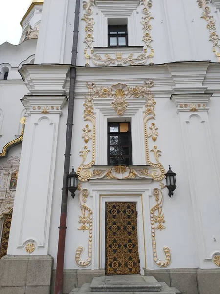 Exterior Facade Kyiv Pechersk Lavra Reconstructed Cathedral Dormition — Stock Photo, Image