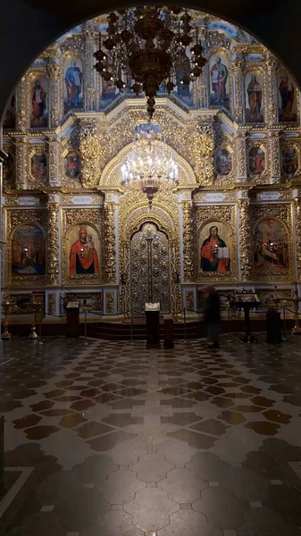 Interior Catedral Dormição Kiev Pechersk Lavra Com Pinturas Barrocas Ricas — Fotografia de Stock
