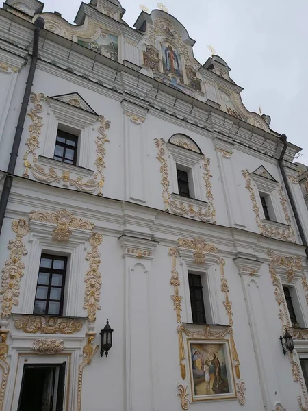 Exterior Facade Kyiv Pechersk Lavra Reconstructed Cathedral Dormition — Stock Photo, Image