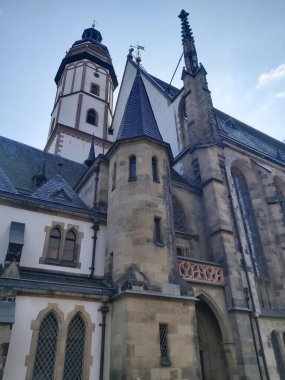 19 / 03 / 22 Leipzig, Almanya - Leipzig şehir merkezindeki binalar ve caddeler